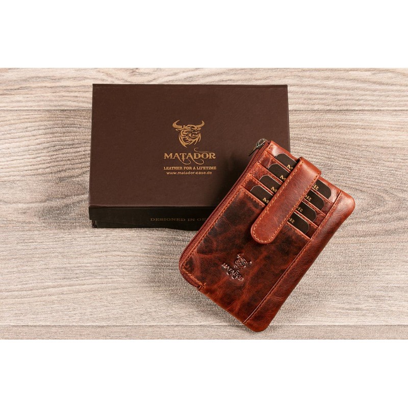 MATADOR K-0111 Key Ring Real Leather with Credit Cards, antique