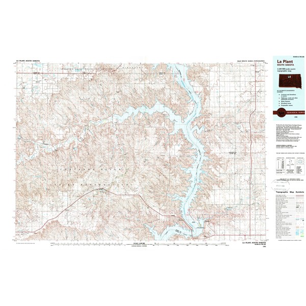 YellowMaps La Plant SD topo map, 1:100000 Scale, 30 X