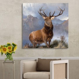 artprints1stop Canvas Print Wall Art - The Monarch of The Glen a Red Deer Stag by Edwin Landseer - 24x24 inches