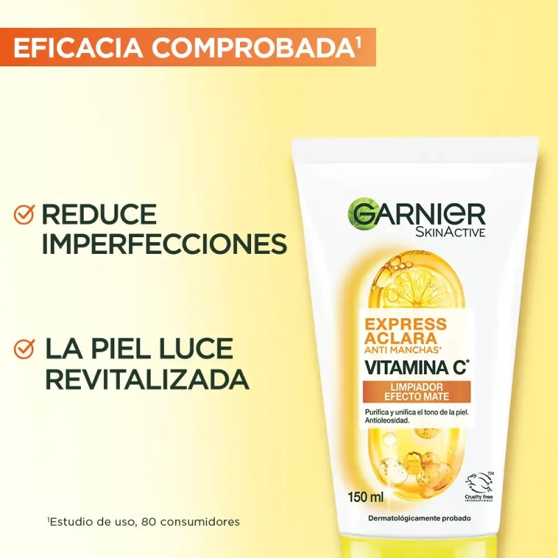 Garnier Skin Active Limpiador Facial Express Aclara Antimanchas con Vitamina