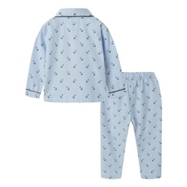 Mud Kinggdom Toddler Boys Pajamas Button Down Kids Clothes Sleepwear Sets Anchor Blue 7-8 Years