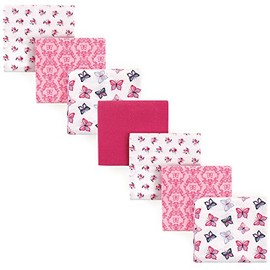Hudson Baby Flannel Receiving 7 Piece Blanket, Butterflies, One Size