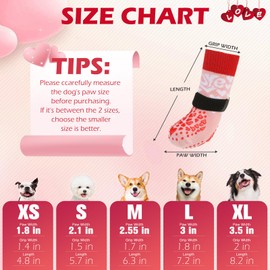 EXPAWLORER Dog Socks to Prevent Licking Paws, 4 Pcs Anti Slip Dog Socks with Grippers, Dog Shoes for Hardwood Floors, Dog Booties for Small Medium Large Senior Dogs, Pink XS