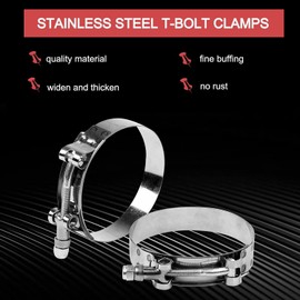 2PCS 35mm-40mm Stainless Steel T-Bolt Clamps Turbo Intake Intercooler Clamp for 1-1/8" or 28mm Inner Diameter Silicone Hose