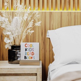 Cool Kids Read Books Table Wood Plaque Sign,Lovely Colorful Letters Wooden Stand Wood Sign Desk Decor for School Library Home Table Shelf,Reading Gifts for Women Kids Book Lovers Students Teens