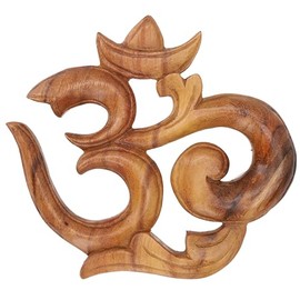 GURU SHOP Carved Wall Picture Decorative Wall Relief Om, Wood, Size: 20 x 21 x 2, 20 x 21 x 2 cm, Masks & Wall Decoration