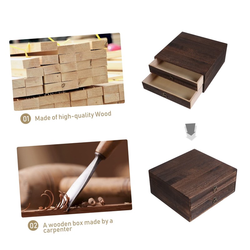 TEHAUX 1pc Desktop Drawer Organizer Retro Design Storage Box for