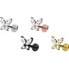 PIERCINGLINE Titanium Labret with Internal Thread Titanium Attachment Crystal Butterfly