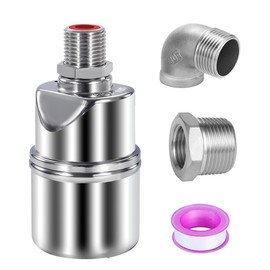BesNPT Float Valve 1/2'' to 3/4" GHT 304 Stainless Steel Automatic Water Level Control Valve for Water Tank Pool Water Tank Livestock Troughs