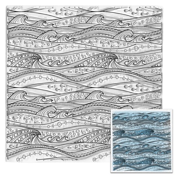 Summer Ocean Waves Background Clear Stamps for Card Making, Retro