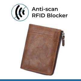 PCL Media ltd | RFID Blocking Faux Non Leather Wallet for Men | Minimalist Bifold Vegan Leather Wallet - Brown