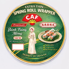 CAF Premium Spring Roll Wrapper, Fresh Rice Paper, Spring Roll Wrappers 14oz (16cm)