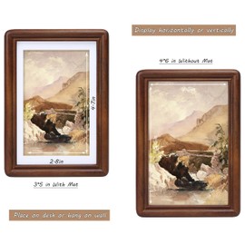 Gdfmsc 4x6 Picture Frame with Mat for 3x5, Natural Walnut Wood USA-Sourced Handcrafted Rounded Corner with Real Glass, Vertical or Horizontal Display Photo Gallery Wall & Tabletop Frame