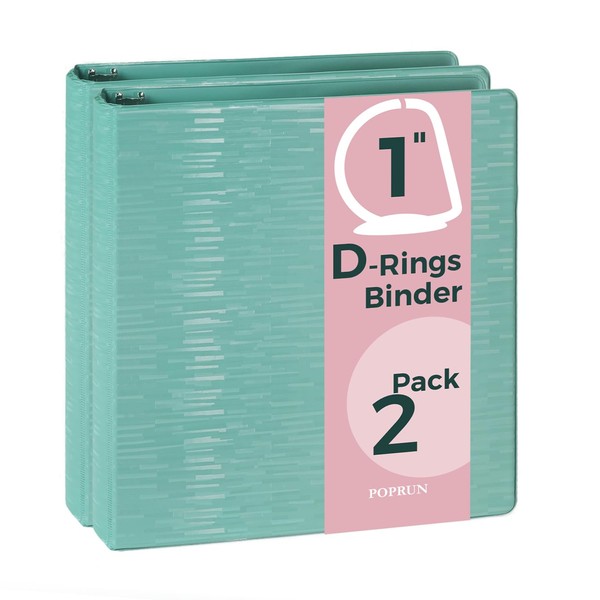 POPRUN 3 D-Ring Binder 1 Inch, PVC-Free Durable Organizer with