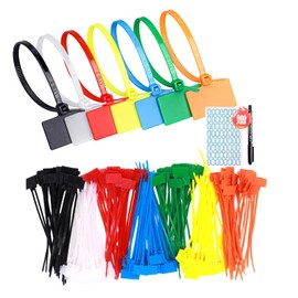 Cable Tags, Cable Labels, Set of 250, 7 Colors, Cable Organizer Tags, Reusable Cable Tags, Name Labels, Cable Ties, Wire Identification, Cord Management