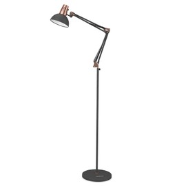 LEPOWER Floor Lamp, Metal Adjustable Reading Swing Arm Standing Lamp with Heavy Metal Base, Eye-Caring Reading/Pole Lamp with On/Off Switch for Living Room, Bedroom, Office Sand Black