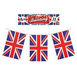 HENBRANDT PVC Plastic Bunting 4m Union Jack Party 11 Flags (Pack of 4)
