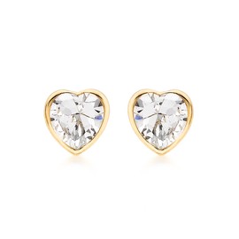 Carissima Gold Women's 9ct Yellow Gold Cubic Zirconia Heart Stud Earrings