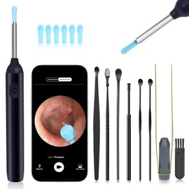 Herolland Ear Wax Removal - Earwax Remover Tool with 7 Pcs Set - Ear Canal Cleaner with Camera for iOS & Android, Luminous Tweezers for EarCleaning