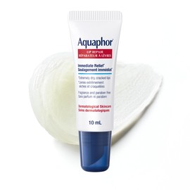 Aquaphor Lip Repair Lip Ointment for Extremely Dry, Chapped and Cracked Lips, Formulated with Panthenol and Vitamins C and E, Fragrance Free, Non Comedogenic Lip Balm, 10mL