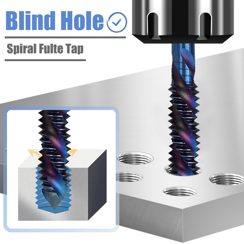 Mesee 6 Pieces Spiral Flute Tap Set SAE Size Nano