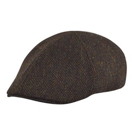 Sterkowski Rusty Duckbill Cap | Harris Tweed Flat Cap for Men and Women | Men Irish Cap Scally Cap Mens Paperboy Hat Gatsby Cap Hunting Cap Jeff Cap Vergon Driver Cap Ivy Flat Cap Black/Yellow 59 cm