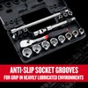 CRAFTSMAN V-SERIES Socket Set, Shallow SAE, 3/8 Inch Drive, 18