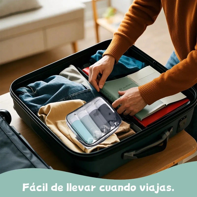 Botellas De Kit De Viaje Portátiles Contenedores Silicona