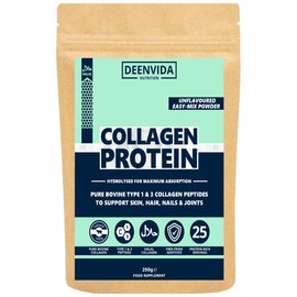 Halal Bovine Hydrolysed Collagen Peptides Powder, Type 1 & 3 Collagen, for Hair, Skin, Nails and Joints, for Women & Men, Gluten-Free & Dairy-Free Protein, Unflavoured, DeenVida Nutrition