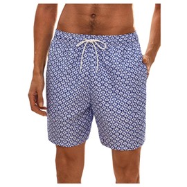 BEAUDRM Men's Graphic Swim Trunks Drawstring Waist Boho Short Quick Dry Swimming Board Shorts Blue Small
