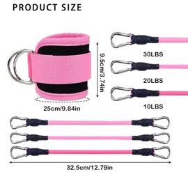 Quixotical Resistance Bands Set with Ankle Straps, Ankle Resistance Bands with Cuffs, Ankle Bands for Working Out, Glutes Workout Equipment, Butt Exercise Equipment for Women Legs and Glutes (Pink)