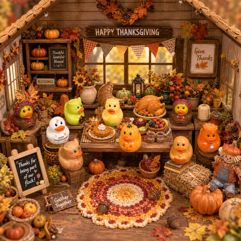 50 Pcs Thanksgiving Mini Ducks, 10 Styles Fall Ducks