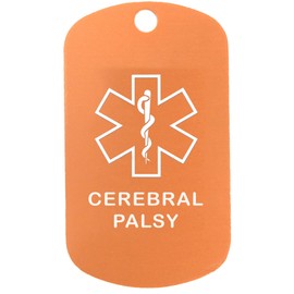 Custom 2 Pack - Cerebral Palsy Medical Alert ID Necklaces with Copper Custom Tags, Red/White/Blue Silencers, and 30'' USA Chains