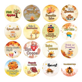 Creanoso Fall Bucket List Stickers (5 Sets X 16 Designs) – Individual Small Size 1.5 Inches in Diameter, Unique Designs DIY Decoration Art Decal for Children, Adults Men Women