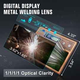 TRQWH Metal Welding Lens 4.33x3.54in Auto Darkening True Color Technology Digital Display Welding Helmet Lens Adjustable Shade Range 4/5-13 HD Automatic Welding Lens for Welding Hood Parts, Orange