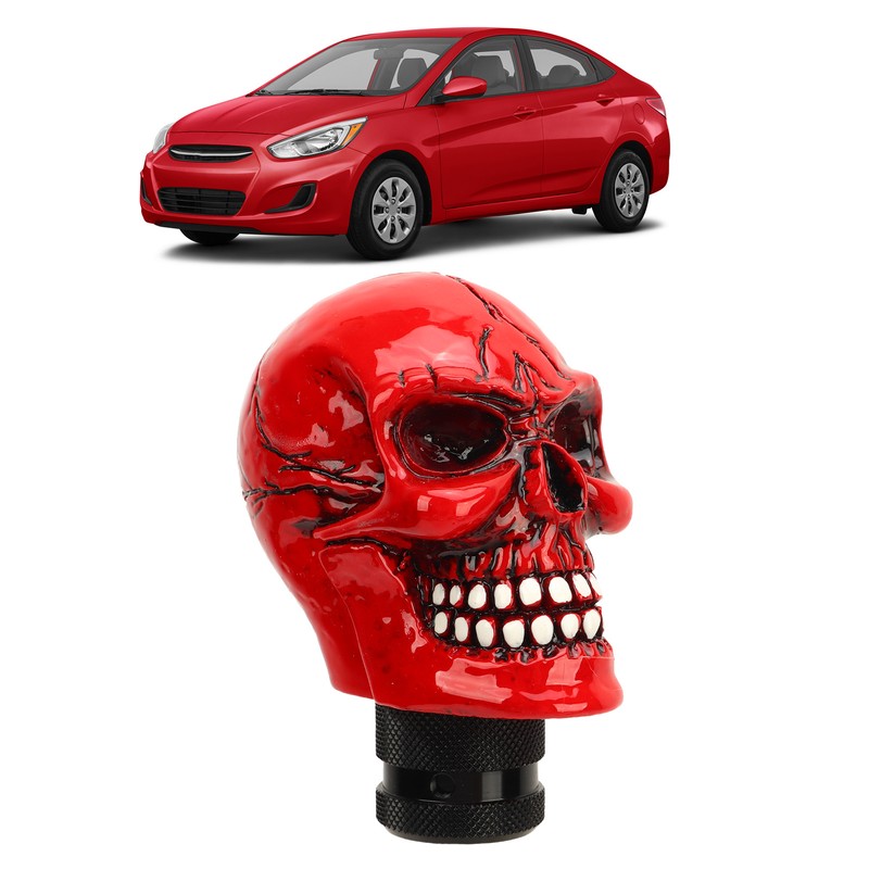 Skull Gear Shift Knob Red Universal Skull Head Resin Shift