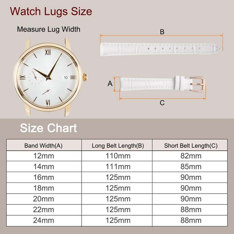 sourcing map Leather Watch Band 16mm Embossed Pattern Cowhide Watch