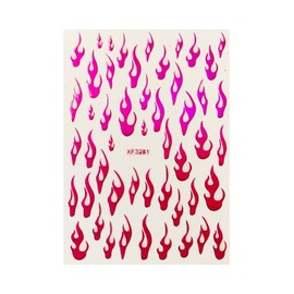 Generic Fire Flame 3D Nail Stickers Laser Gold Silver Red Blue and Rose Red Xf3281 Rose Red Nail Wraps Stickers Manicure Supplies for Women Nails Full Long Lasting Easy Apply and Remove