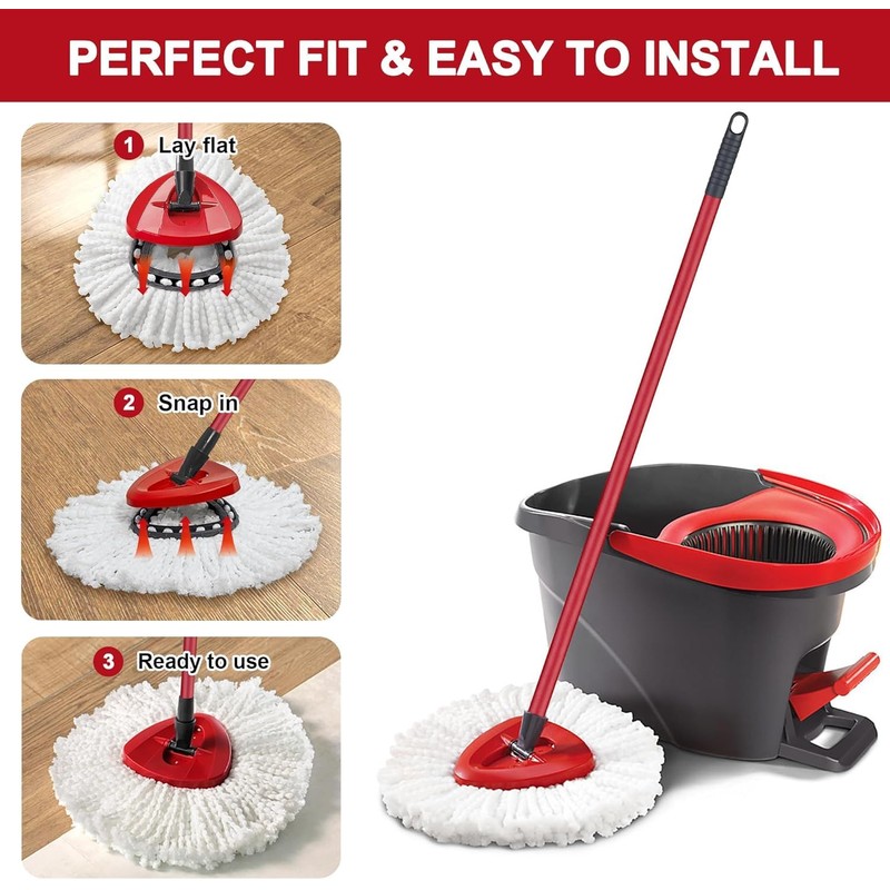 Bonison 6-Pack Spin Mop Head - Compatible with Vielde Easy