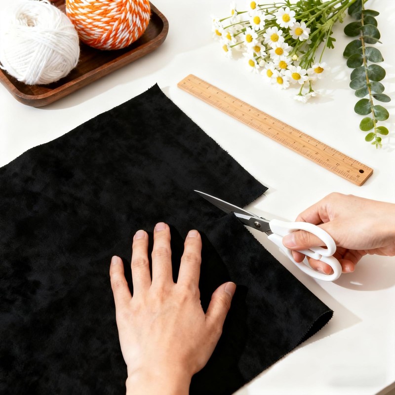 SBWLKJ Suede Upholstery Fabric Black 64"×40" Double-Side Smooth Material
