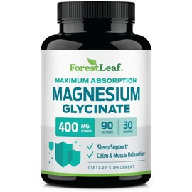 ForestLeaf- “Glicinato de Magnesio Puro 400mg Porción Glicinato de Magnesio de Alta Absorción Bisglicinato Mag para