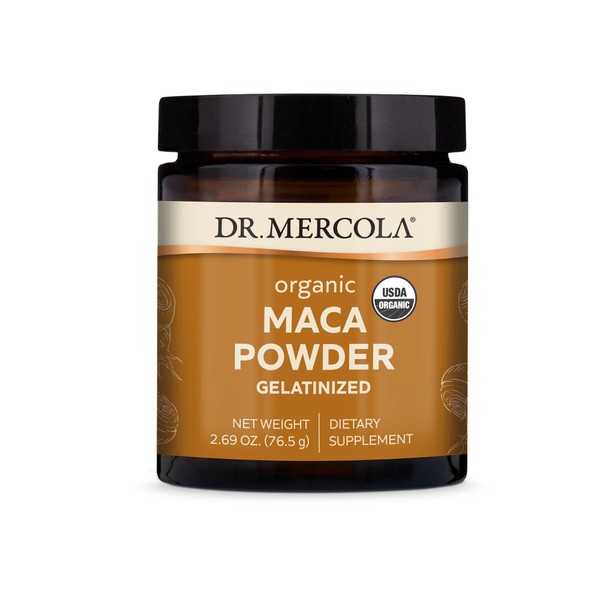 Dr. Mercola Organic Maca Powder Gelatinized Dietary Supplement, 2.69 oz (45 Servings), Non GMO, Soy Free, Gluten Free, USDA Organic