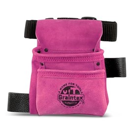 Graintex SS2623 2 Pocket Children Tool Pouch Pink Color Suede Leather with Belt