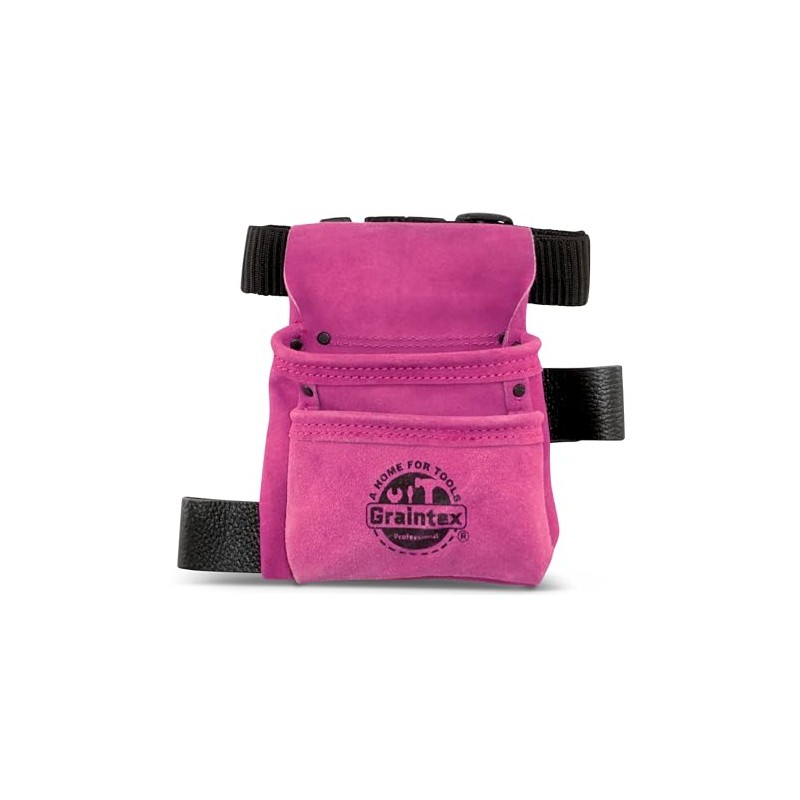 Graintex SS2623 2 Pocket Children Tool Pouch Pink Color Suede