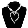 Y2k Large Heart Necklaces for Women Chunky Love Pearl Ball