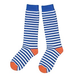 Weri Spezials Children's Knee Socks for Girls and Boys Cotton Striped Socks Carnival in Various Striped Patterns, Regate+Coral Ringel