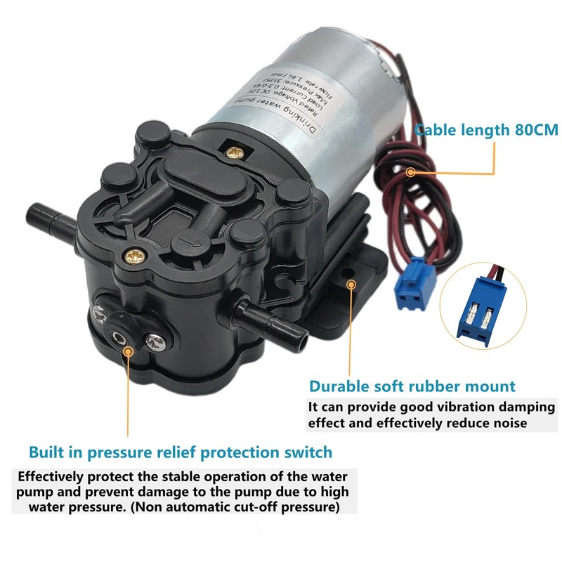 DC 12V water dispenser pump 1.6LPM 35PSI self-priming 1.3m, compatible