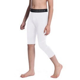 Roadbox Boys One Leg Compression Pants, 2Pack 3/4 Athletic Basketball Leggings, Youth Sports Base Layer Tights