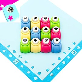 Set de 12 perforadoras de formas para manualidades, pequeña perforadora de papel para niños, perforadoras de álbum de recortes individuales, estrella,