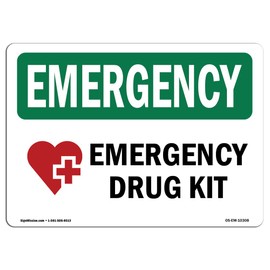 OSHA Emergency Sign - Drug Kit with Symbol | Aluminum Sign | Protect Your Business, Construction Site, Warehouse & Shop Area | Made in The USA
